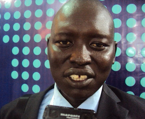 Mr. Simon Akuei Deng, from the South Sudan Chamber of Commerce, Industry and Agriculture speaking to Gurtong [©Gurtong]