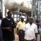 Unity State Environment and Natural Resource Minister William Gatjang Geng (right) speaking to the oil field security officers in a previous visit [©Gurtong]