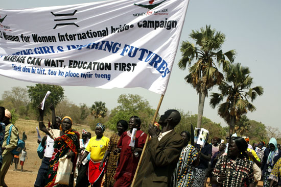 Women groups matching during the annual women rights awareness campaign held in Rumbek [©Gurtong]
