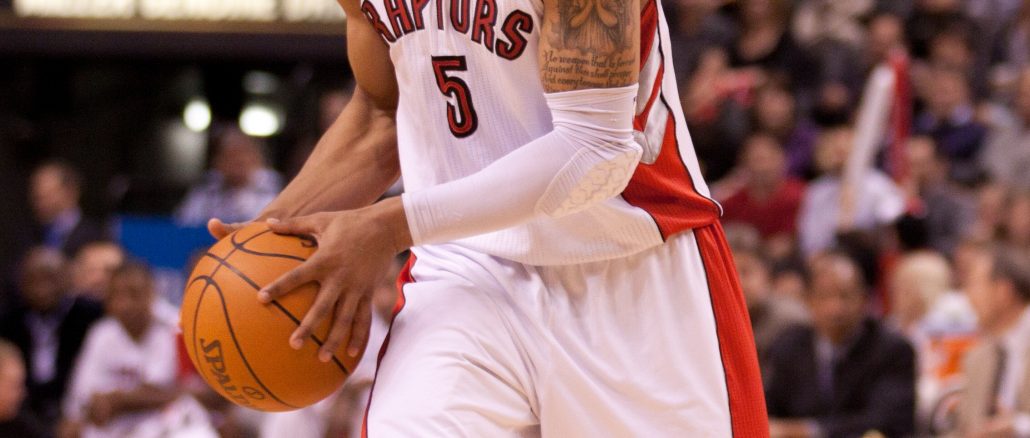 Toronto Raptors point guard Jerryd Bayless replaced the injured Jose Calderon in the starting lineup Sunday night against the Milwaukee Bucks at the Air Canada Centre. Bayless finished with 16 points and tied a game-high six assists in a 105-99 loss (JP Dhanoa)