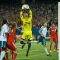 Toronto FC goalkeeper Stefan Frei leaps up to grab one of many corner kicks from David Beckham. TFC played to a 2-2 draw in front of 47,658 fans Wednesday night at the Rogers Centre (John Lucero)