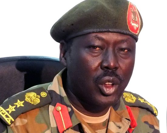 Col. Philip Aguer briefing the press in Juba [Â©Gurtong/ Waakhe Wudu]