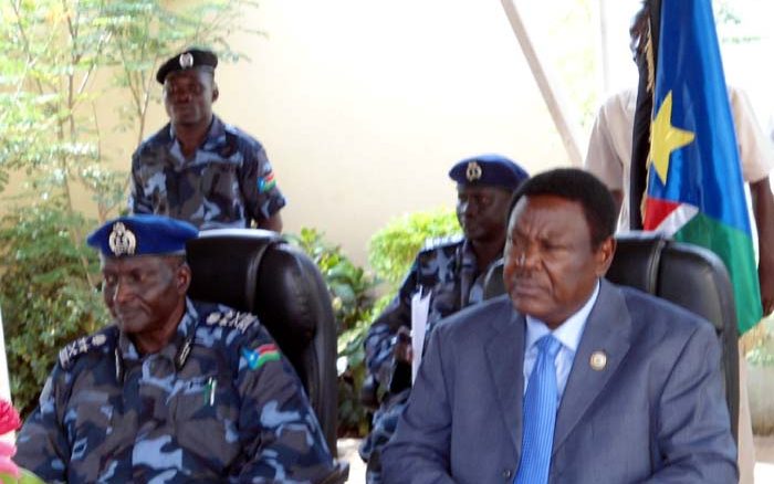 South Sudan’s Interior Minister Alison Manani Magaya (right). [©Gurtong]