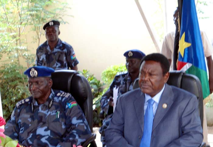South Sudan’s Interior Minister Alison Manani Magaya (right). [©Gurtong]