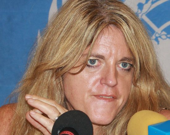 Hilde F. Johnson speaking to the press in Juba previously at the UNMISS Office [©Gurtong/ Waakhe S. Wudu]