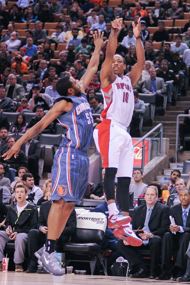 Toronto Raptors guard DeMar DeRozan puts up a shot over Charlotte Bobcats forward Reggie Williams on Tuesday night at the Air Canada Centre (Karan Vyas) Toronto Raptors guard DeMar DeRozan puts up a shot over Charlotte Bobcats forward Reggie Williams on Tuesday night at the Air Canada Centre (Karan Vyas)