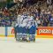 The Toronto Marlies celebrate one of its three goals in the third period in a 4-3 win over the Rochester Americans on Thursday night. The Marlies used its home ice advantage at Ricoh Colisuem to take a 1-0 lead in the best-of-five first round series (John Lucero)