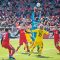 Columbus Crew goalkeeper Andy Gruenebaum leaps up to grab a ball in the air on Saturday afternoon at BMO Field. The Crew capitalized on a Toronto FC mistake in the second half and hung on for a 1-0 win (John Lucero)