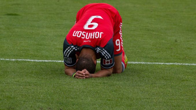 Toronto FC forward Ryan Johnson hangs his head in frustration after a missed opportunity in a 1-0 loss to Chivas USA on Saturday afternoon at BMO Field (JP Dhanoa)