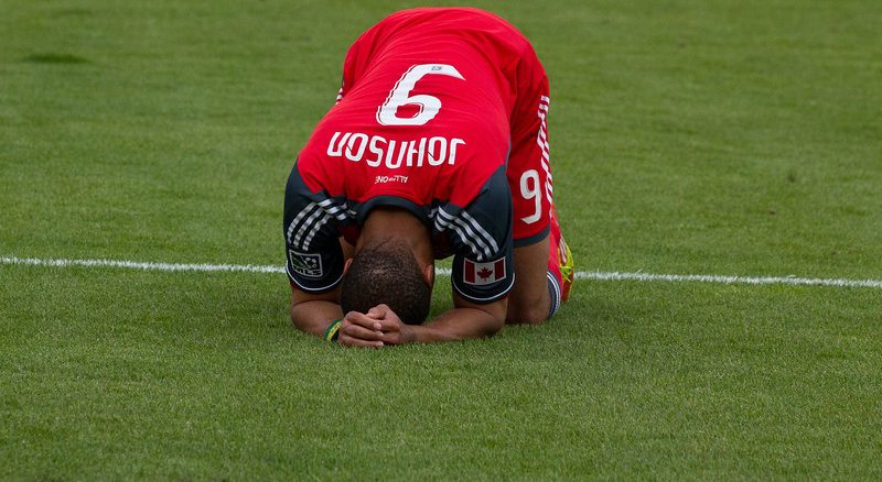 Toronto FC forward Ryan Johnson hangs his head in frustration after a missed opportunity in a 1-0 loss to Chivas USA on Saturday afternoon at BMO Field (JP Dhanoa)
