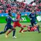 Toronto FC striker Ryan Johnson (middle) and Chicago Fire Jalil Anibaba chase down a ball in the air in a match at BMO Field Saturday afternoon. Chicago prevailed with a 3-2 win prolonging TFC's woes to start the MLS season with a sixth straight loss (John Lucero)