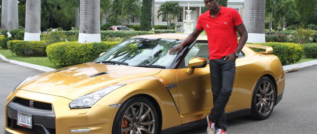 Usain Bolt and his facotry personalized Nissan GT-R