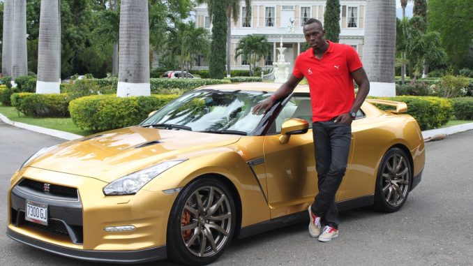 Usain Bolt and his facotry personalized Nissan GT-R Usain Bolt and his facotry personalized Nissan GT-R