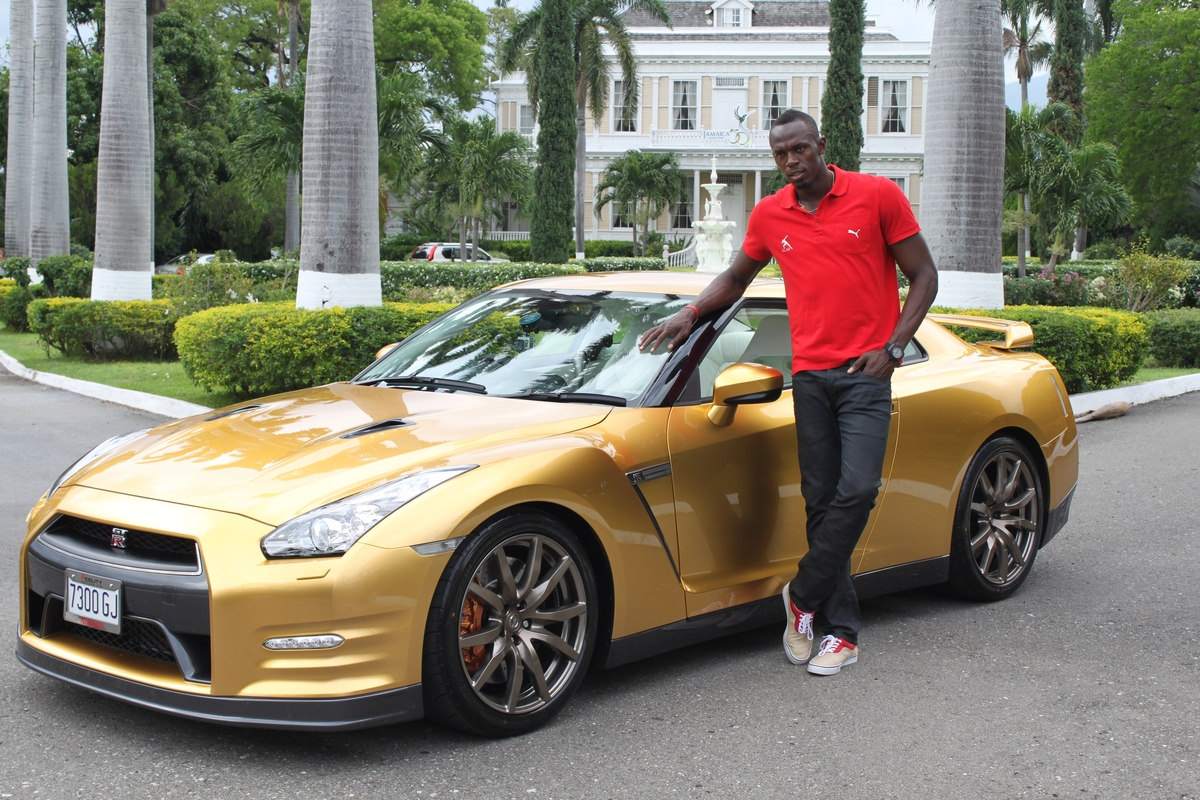 Usain Bolt and his facotry personalized Nissan GT-R Usain Bolt and his facotry personalized Nissan GT-R