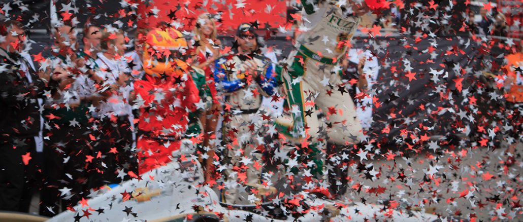 Mike Conway exuberant after winning Race 2 of the 2014 Honda Indy Toronto