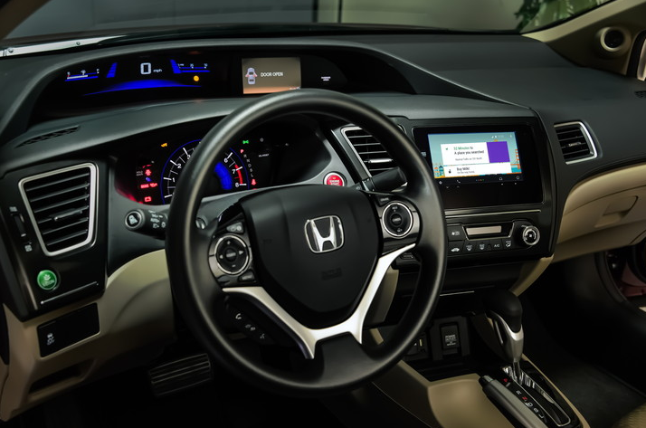 The Android Auto developer kit being tested in a Civic outfitted with a prototype infotainment system at the Honda Developer Studio The Android Auto developer kit being tested in a Civic outfitted with a prototype infotainment system at the Honda Developer Studio