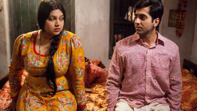 Bhumi Pednekar and Ayushmann Khurrana in Dum Laga Ke Haisha. Bhumi Pednekar and Ayushmann Khurrana in Dum Laga Ke Haisha.