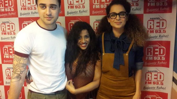 Imran Khan RJ Malisha and Kangana Ranaut at 93.5 RED FM studios For Katti Batti Promotions Imran Khan RJ Malisha and Kangana Ranaut at 93.5 RED FM studios For Katti Batti Promotions