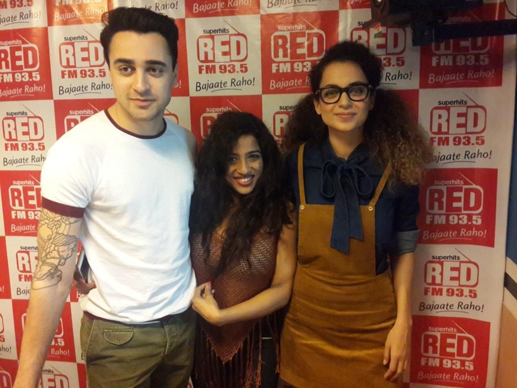 Imran Khan RJ Malisha and Kangana Ranaut at 93.5 RED FM studios For Katti Batti Promotions Imran Khan RJ Malisha and Kangana Ranaut at 93.5 RED FM studios For Katti Batti Promotions
