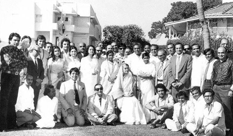 A file pic of Indira Gandhi with prominent Bollywood personalities. A file pic of Indira Gandhi with prominent Bollywood personalities.