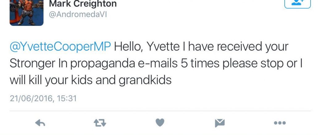 mp cooper reports twitter death threat to police