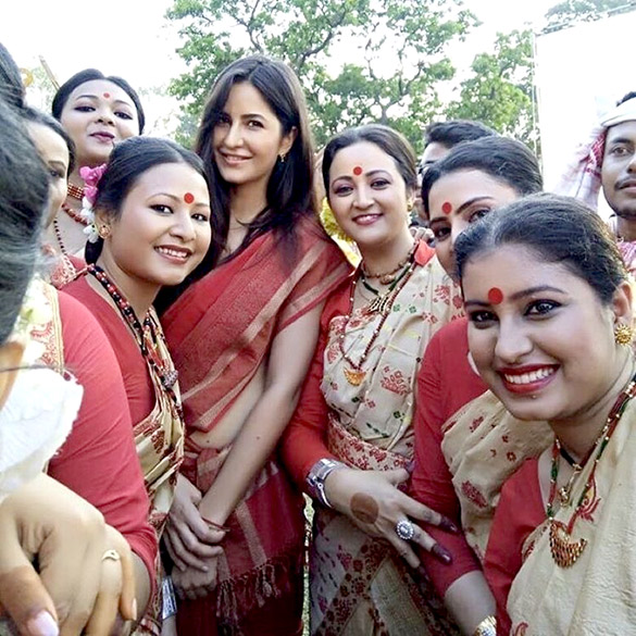 katrina kaif in a saree on the sets of jagga jasoos