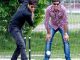 Sidharth Malhotra plays cricket with Kiwis Stephen Fleming and Brendon McCullum