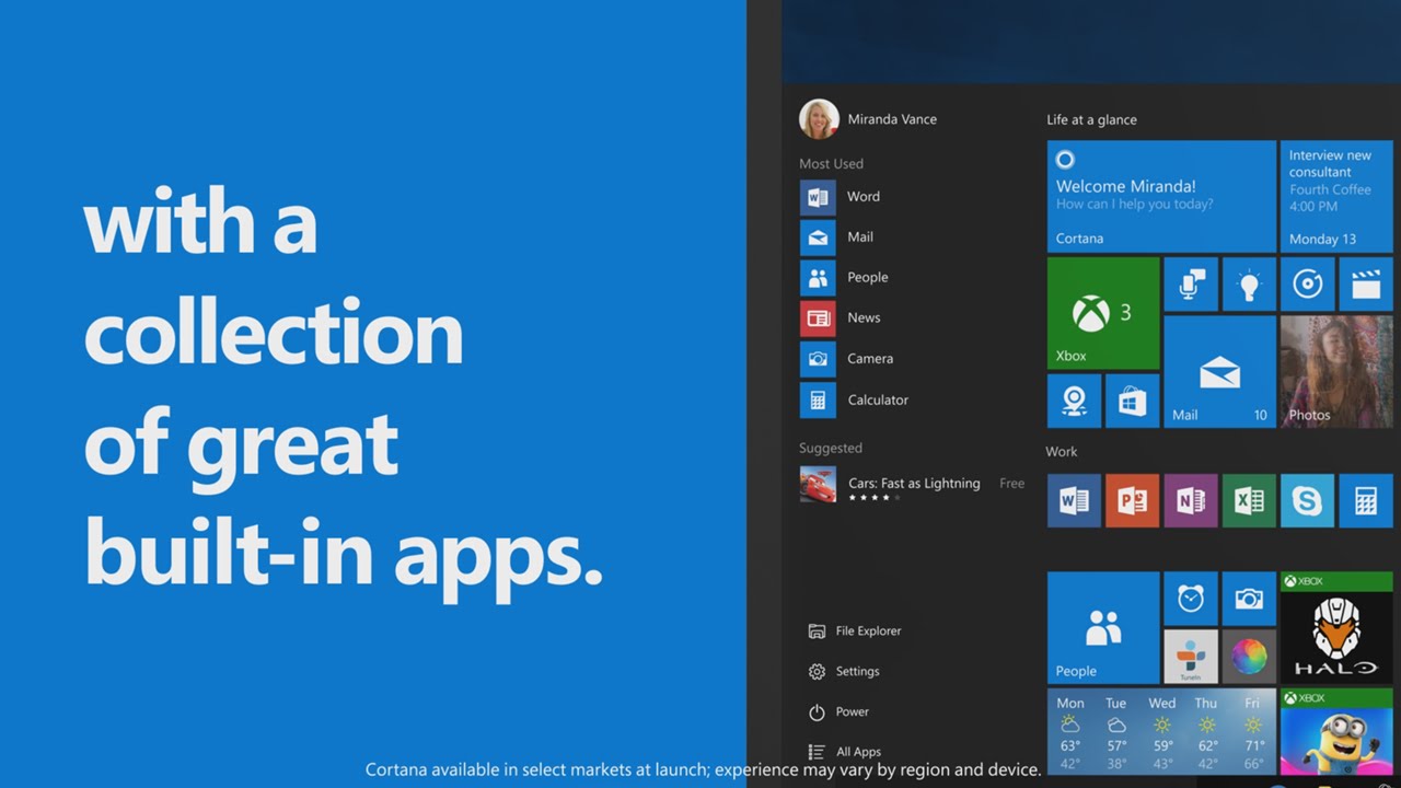 Microsoft Video Promotes Windows 10 Free Apps