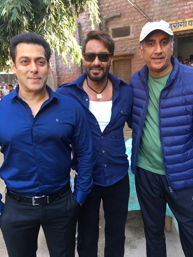 salman khan goes to meet ajay devgn on the sets of baadshaho