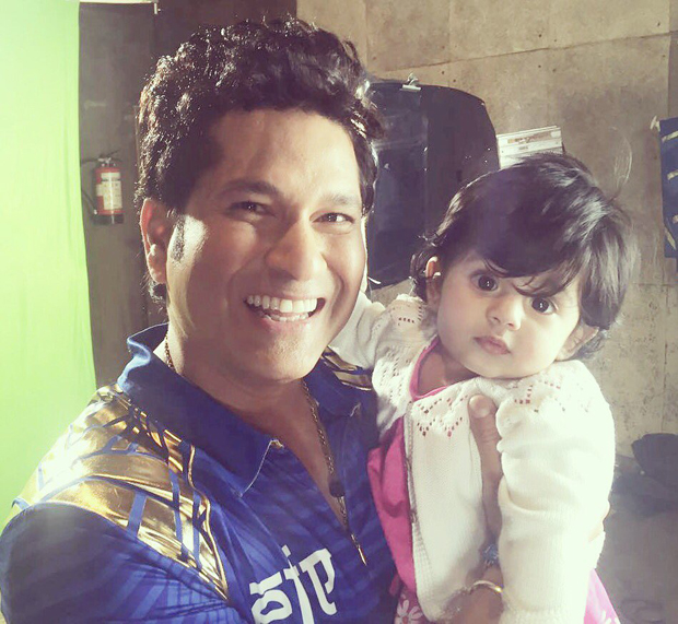 Sachin Tendulkar with Harbhajan Singhs daughter