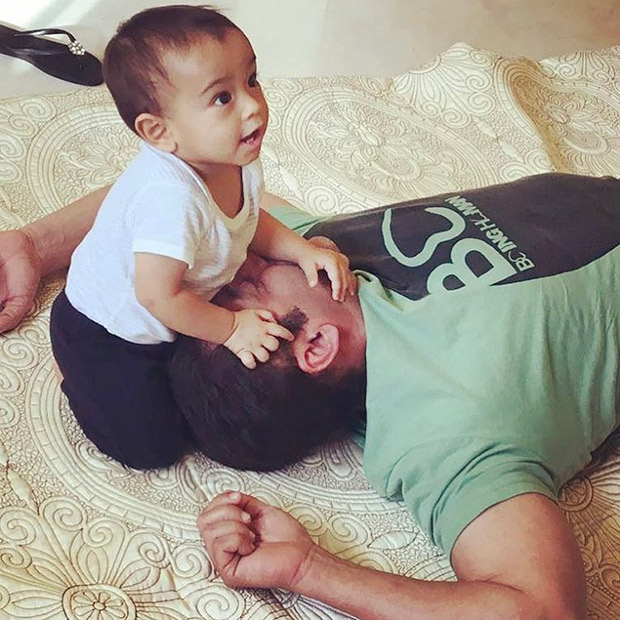 salman khan and his baby nephew ahil’s playful moments
