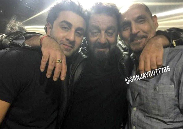 ranbir kapoor meets sanjay dutt while shooting latter’s biopic