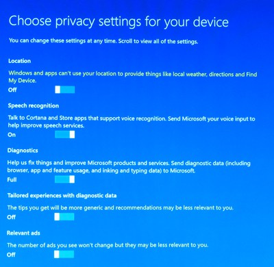 Windows 10 Creators Update Privacy Settings (photo NJN Network)