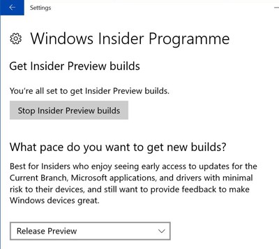 Windows 10 Settings Update - Windows Insider Programme (photo NJN Network)