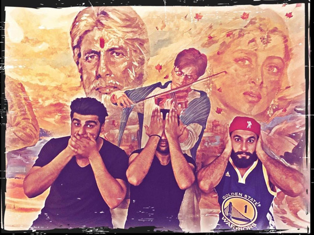 Ranveer Singh, Arjun Kapoor and Ali Abbas Zafar recreate Gandhi's famous monkeys