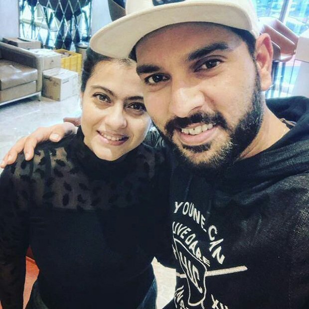Check out Kajol and Yuvraj Singh pose for a selfie while waiting for their flight