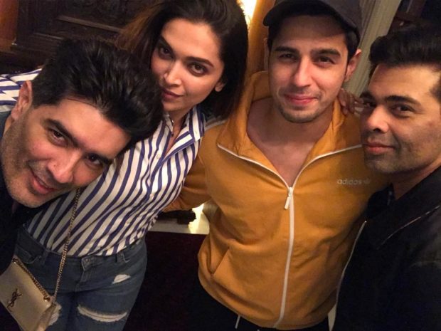 deepika padukone, sidharth malhotra chill with karan johar and manish malhotra