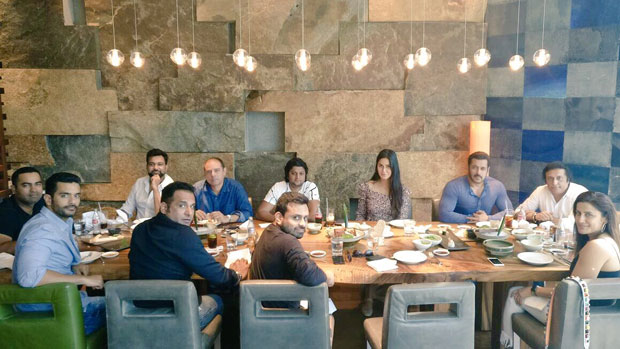 Salman Khan and Katrina Kaif enjoy a meal with the team of Tiger Zinda Hai