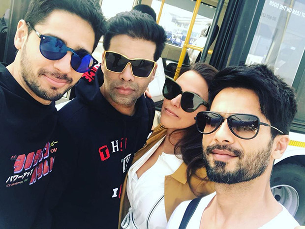 SELFIE ALERT Karan Johar, Shahid Kapoor, Sidharth Malhotra and Neha Dhupia are a 'sunglass' gang