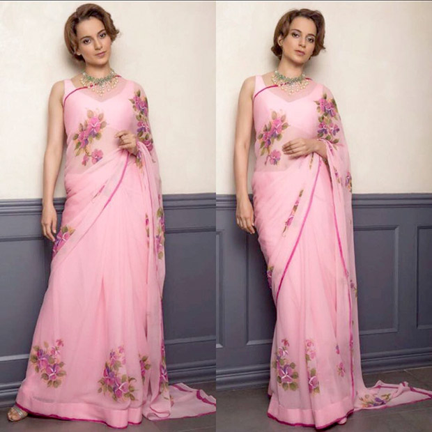 Daily Style Pill Kangana Ranaut has a flirty affair with a hot pink chiffon saree and here’s why we love it! (2)