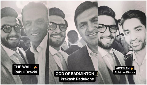 Ranveer Singh strikes a pose with Deepika Padukone's dad Prakash Padukone; meets Abhinav Bindra, Rahul Dravid and others! (7)