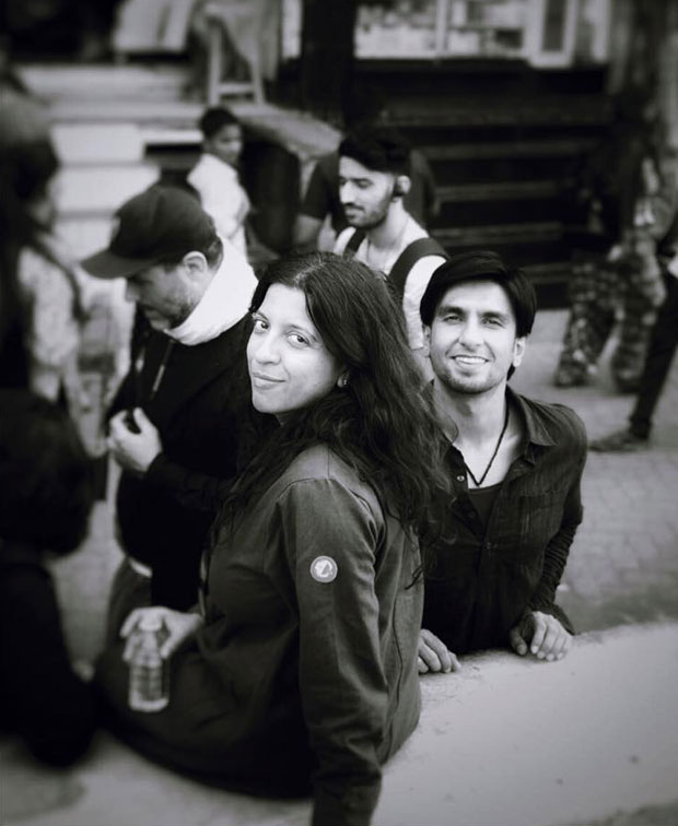 ranveer singh and director zoya akhtar share a candid moment on the sets of the film