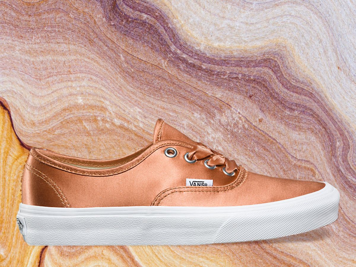 you’re going to want vans’ new shiny rose gold sneakers