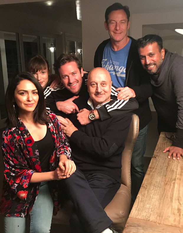 anupam kher has the best reunion with hotel mumbai co-stars armie hammer, jason isaacs and others in california