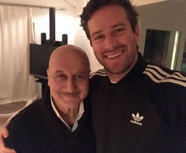 anupam kher has the best reunion with hotel mumbai co-stars armie hammer, jason isaacs and others in california