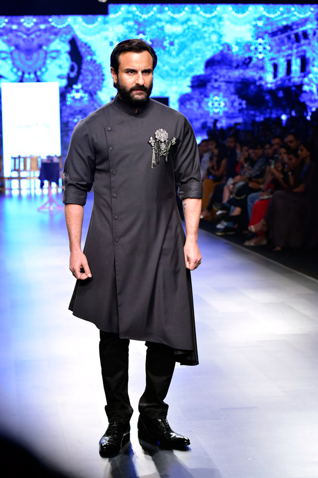 lakme fashion week 2018: saif ali khan redefines debonair as the showstopper for shantanu and nikhil