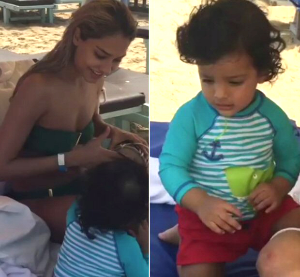 WATCH: Lisa Haydon finally shows her son Zack's face while playing bongo during their beach outing