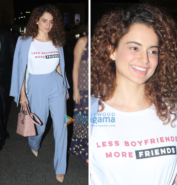 Weekly Airport Style: Deepika Padukone, Anushka Sharma, Kareena Kapoor Khan, Shahid Kapoor and Kangana Ranaut flaunt some breezy styles! Weekly Airport Style: Kangana Ranaut flaunts a wordy tee
