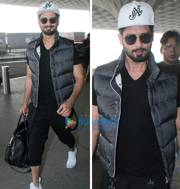 Weekly Airport Style: Deepika Padukone, Anushka Sharma, Kareena Kapoor Khan, Shahid Kapoor and Kangana Ranaut flaunt some breezy styles! Weekly Airport Style: Shahid Kapoor in an all black sporty look