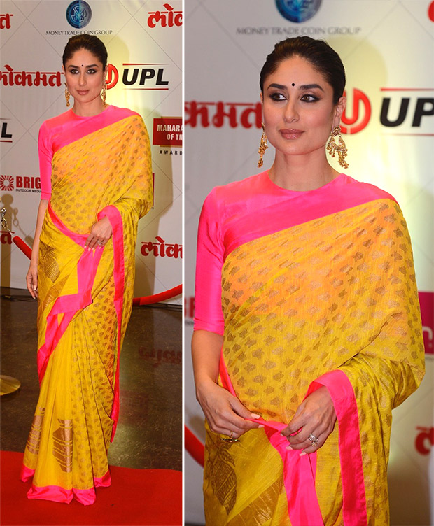 Kareena Kapoor Khan in Masaba Gupta sari for Lokmat Awards 2018